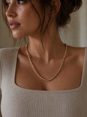 Sparkling Diamond-Cut 925 Sterling Silver Gold Plated Necklace